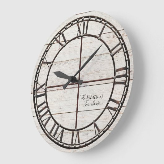 Witte Schip Wood Rustisch Boerderij Kunst Grote Klok (Hoek)