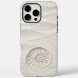 Witte Schittering Zand Nautilus Schelp Kust iPhone 16 Pro Max Hoesje
