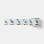 Witte Schommelpaard Blauw Geruit Zadel Grosgrain Lint (Voorkant)