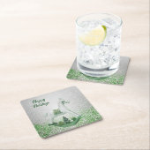 Witte Schommelpaard Groene Kerst Papier Onderzette Kartonnen Onderzetters (Insitu)