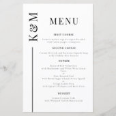 Witte Schone Lijn Bruiloft Diner Menu (Voorkant)