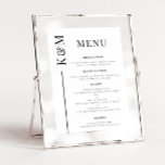 Witte Schone Lijn Bruiloft Diner Menu<br><div class="desc">Elegante bruiloft diner menu lijst met eenvoudige strakke lijn met het initiaal van het paar aan de zijkant. De achtergrond is wit.</div>