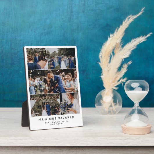 Witte Schone Mr & Mrs Bruiloft Fotocollage Fotoplaat (Zijkant)