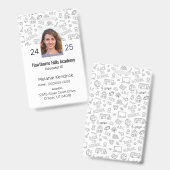 Witte School Iconen Homeschool Educator ID Badge (Voor- en achterkant)