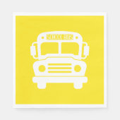 Witte schoolbus op gele achtergrond servet (Voorkant)