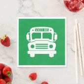 Witte schoolbus op groene achtergrond servet (Insitu)