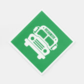 Witte schoolbus op groene achtergrond servet (Hoek)