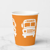 Witte schoolbus op Oranje achtergrond Papieren Bekers (Achterkant)