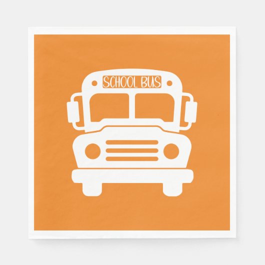 Witte schoolbus op Oranje achtergrond Servet (Voorkant)