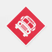 Witte schoolbus op rode achtergrond servet (Hoek)