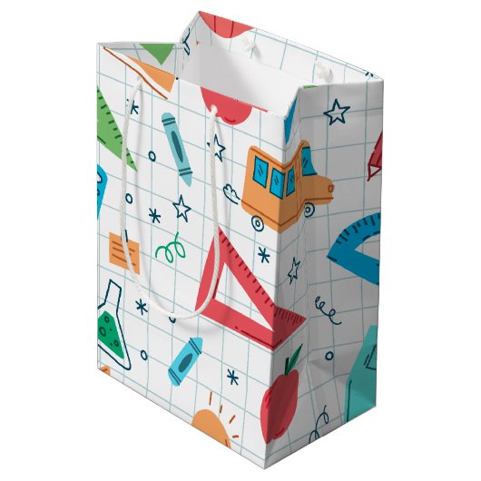 Witte schoolspullen medium cadeauzakje (Achterkant Gekanteld)