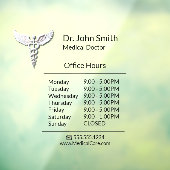 Witte Schoon Medische Caduceus Openingstijden Raamsticker (Vel 3)