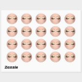 Witte Schoonheidssalon Glitter Blush Goud Lash Cle Ronde Sticker (Vel)
