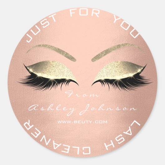 Witte Schoonheidssalon Glitter Blush Goud Lash Cle Ronde Sticker (Voorkant)