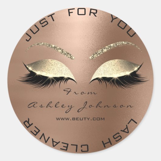 Witte Schoonheidssalon Glitter SkinnyGold Lash Cle Ronde Sticker (Voorkant)