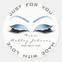 Witte Schoonheidssalon Glitter Wit Blauw Dank u Ronde Sticker