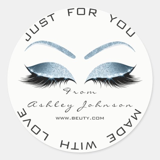 Witte Schoonheidssalon Glitter Wit Blauw Dank u Ronde Sticker (Voorkant)