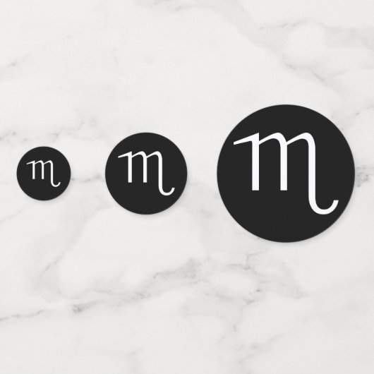 Witte Schorpioen Astrologie Symbool op Zwart Confetti (Voorkanten)