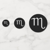 Witte Schorpioen Astrologie Symbool op Zwart Confetti (Achterkanten)