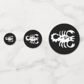 Witte Schorpioen Astrologie Teken op Zwart Confetti (Voorkanten)