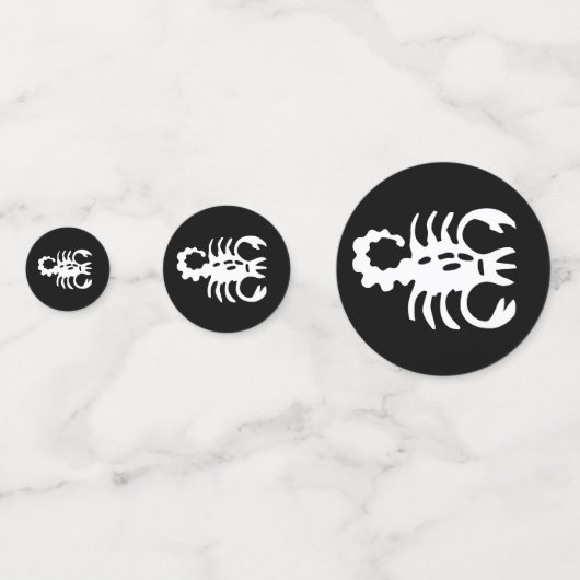 Witte Schorpioen Astrologie Teken op Zwart Confetti (Achterkanten)