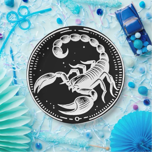 Witte Schorpioen Astrologie Zodiac Teken Schorpioe Papieren Bordje (Feest)