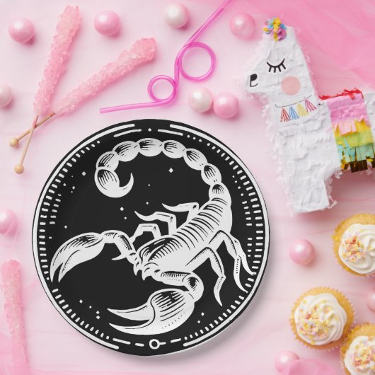 Witte Schorpioen Astrologie Zodiac Teken Schorpioe Papieren Bordje (Feest)