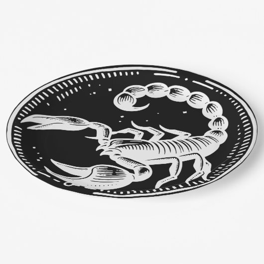 Witte Schorpioen Astrologie Zodiac Teken Schorpioe Papieren Bordje (Gekanteld)