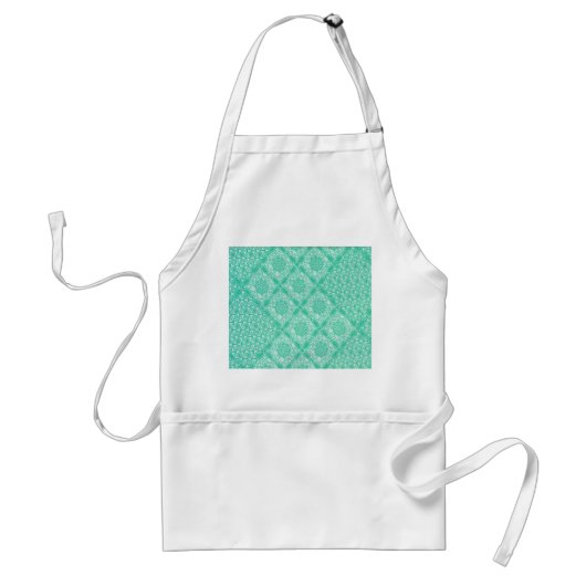 Witte schort met groene quiltontwerppleister (Voorkant)