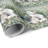 Witte Schotse Hoogland kalf in madeliefjes Cadeaupapier (Rol Hoek)