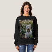 Witte Schotse Terrier Met Zwarte Witte Rozen, Trui (Voorkant volledig)