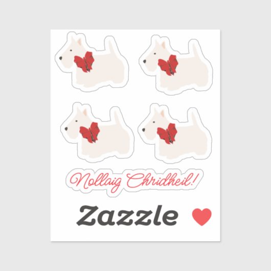 Witte Schotse Terrier Tartan Sticker (Vel)