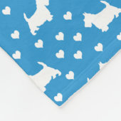Witte Schotse Terriers (Scottie Dogs) Blue Fleece Deken (Hoek)