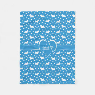 Witte Schotse Terriers (Scottie Dogs) Blue Fleece Deken