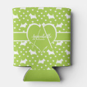 Witte Schotse Terriers (Scottie Dogs) Lime Green Blikjeskoeler (Achterkant)