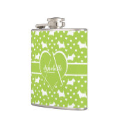 Witte Schotse Terriers (Scottie Dogs) Lime Green Heupfles (Links)