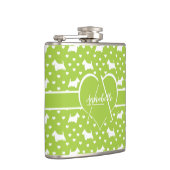 Witte Schotse Terriers (Scottie Dogs) Lime Green Heupfles (Rechts)