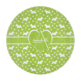 Witte Schotse Terriers (Scottie Dogs) Lime Green Snijplank