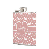 Witte Schotse Terriers (Scottie Dogs) - Roze Heupfles (Links)