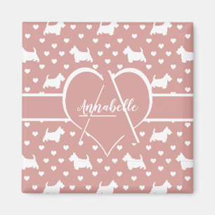 Witte Schotse Terriers (Scottie Dogs) - Roze Magneet
