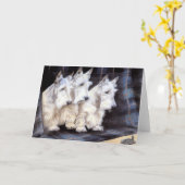 Witte Schotse Terriers Scotties Kaart (Gele Bloem)