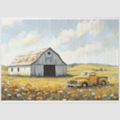Witte Schuur Antiek Geel Truck Decoupage Tissuepapier (Voorkant)