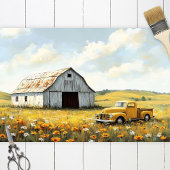 Witte Schuur Antiek Geel Truck Decoupage Tissuepapier