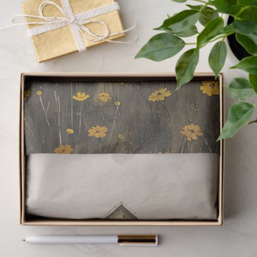 Witte Schuur Gele Wildbloemen Rustieke Decoupage Tissuepapier (Geschenk)