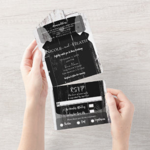 Witte Schuur Hout Boerderij Pitcher Schuur Bruilof All In One Uitnodiging