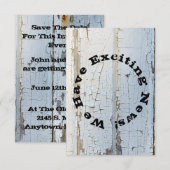 Witte schuur hout roestige save the date (Voorkant / Achterkant)