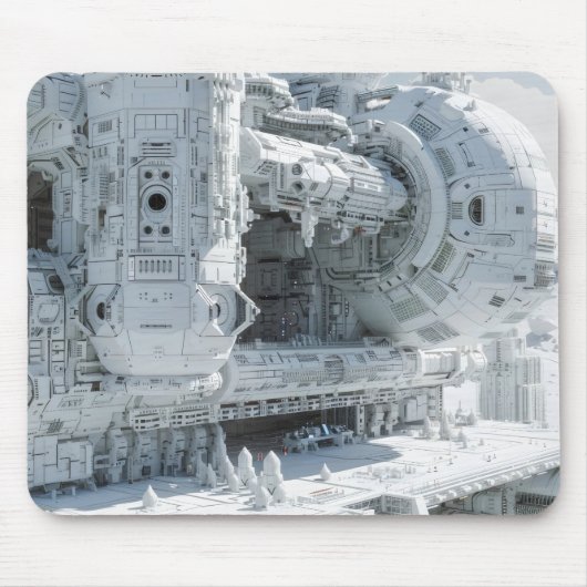Witte Science-Fiction Ruimtestation Muismat (Voorkant)