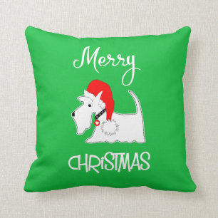 Witte Scottie Dog Cute Festive Hondenliefhebbers Kussen