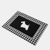 Witte Scottie op Houndstooth Deurmat (Schuin)