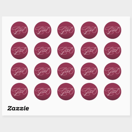 Witte Script Afstudeer Donkerrood Envelope Zegel (Vel)